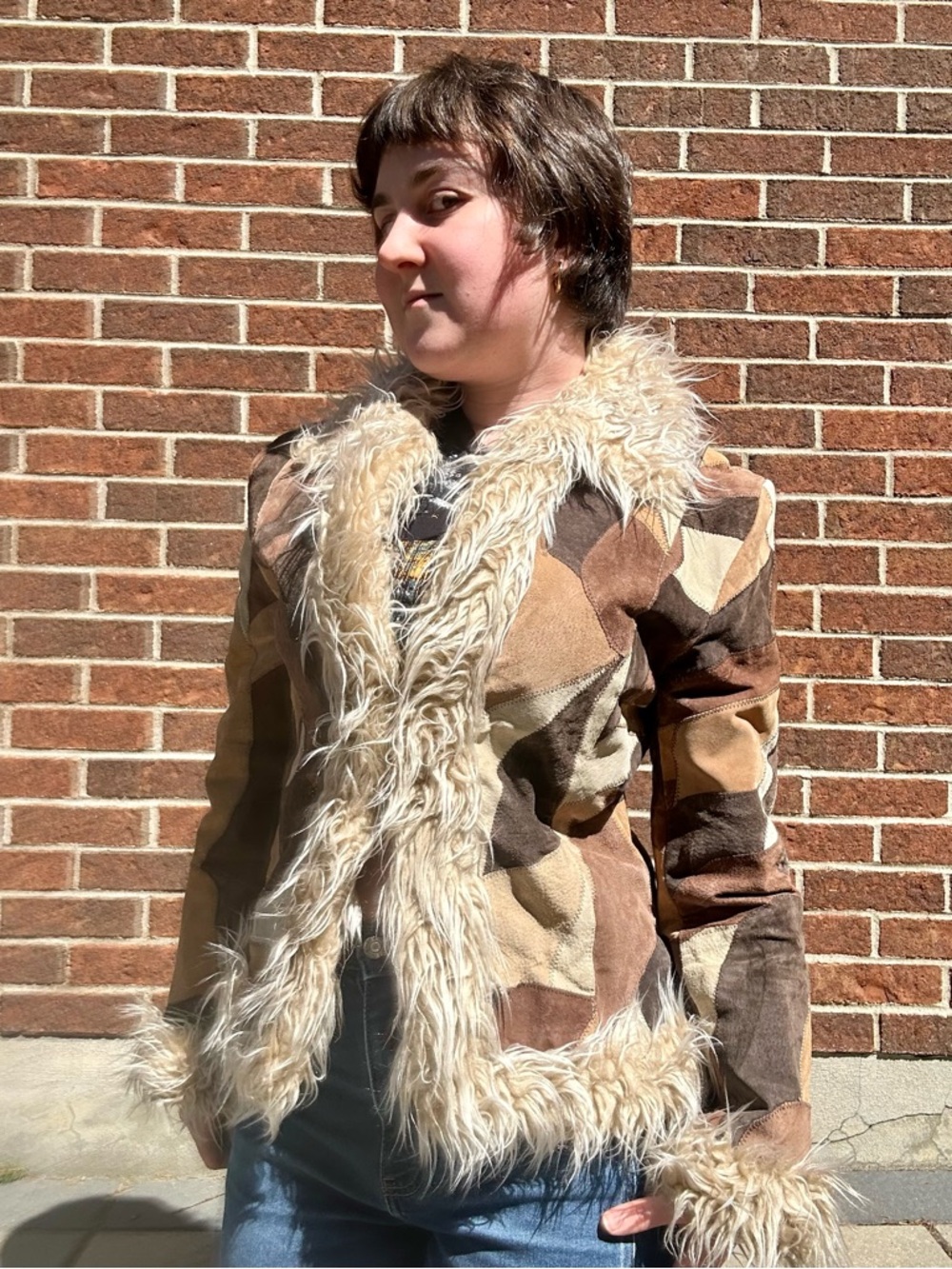 Y2K patchwork suede afghan jacket - Picture 10 of 15